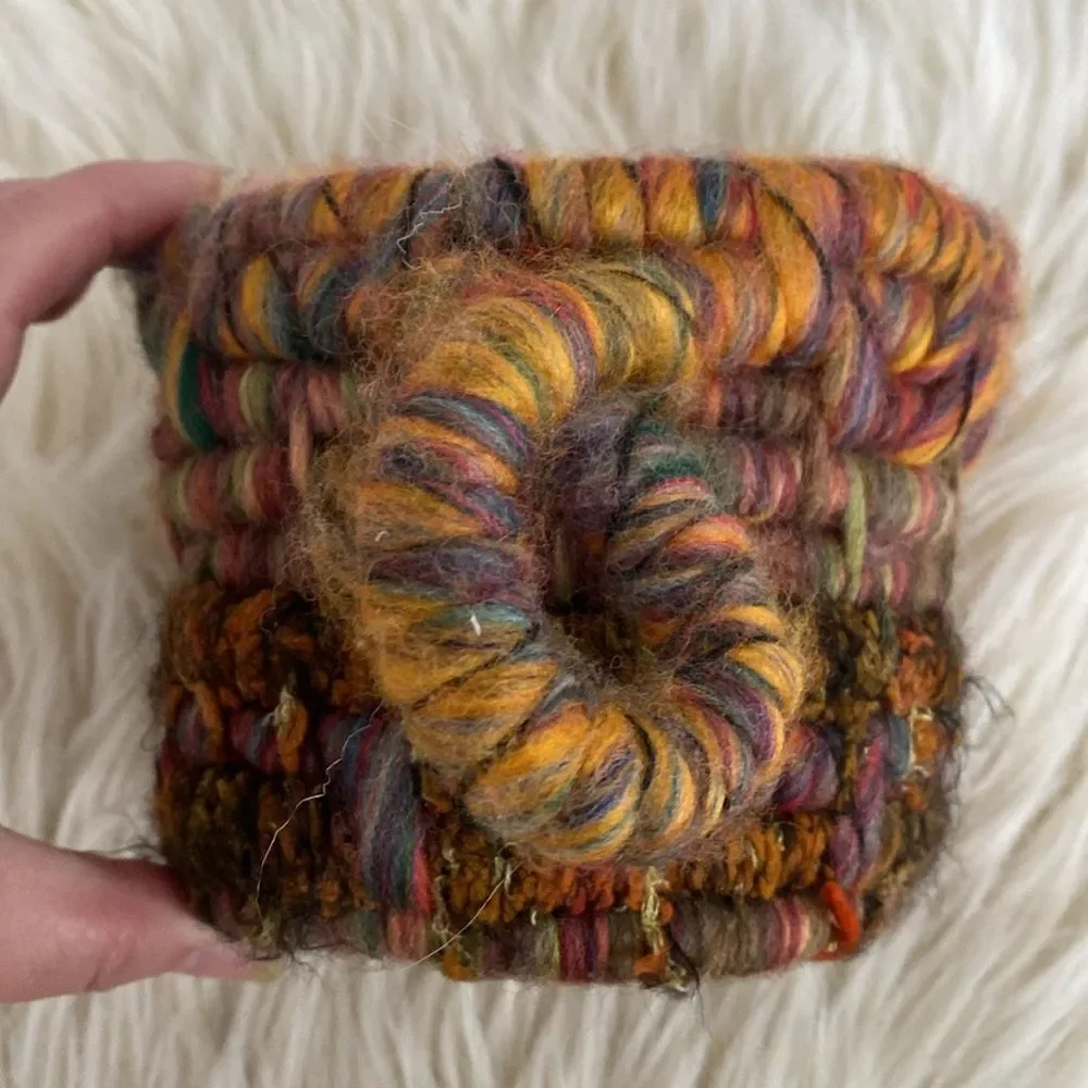 Loonie Bin Multicolor Yarn by Kim Handmade 6” Diameter NWOT